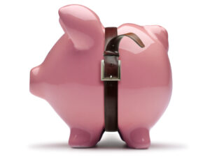 Piggy Bank with belt squeezing middle